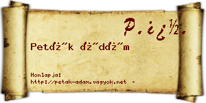 Peták Ádám névjegykártya